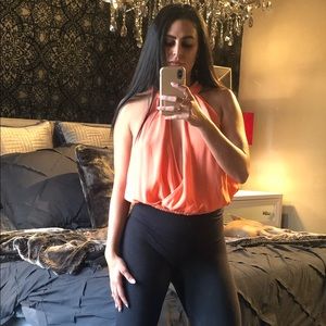 🍑Bebe-Peach Collared Blouse- Small🍑